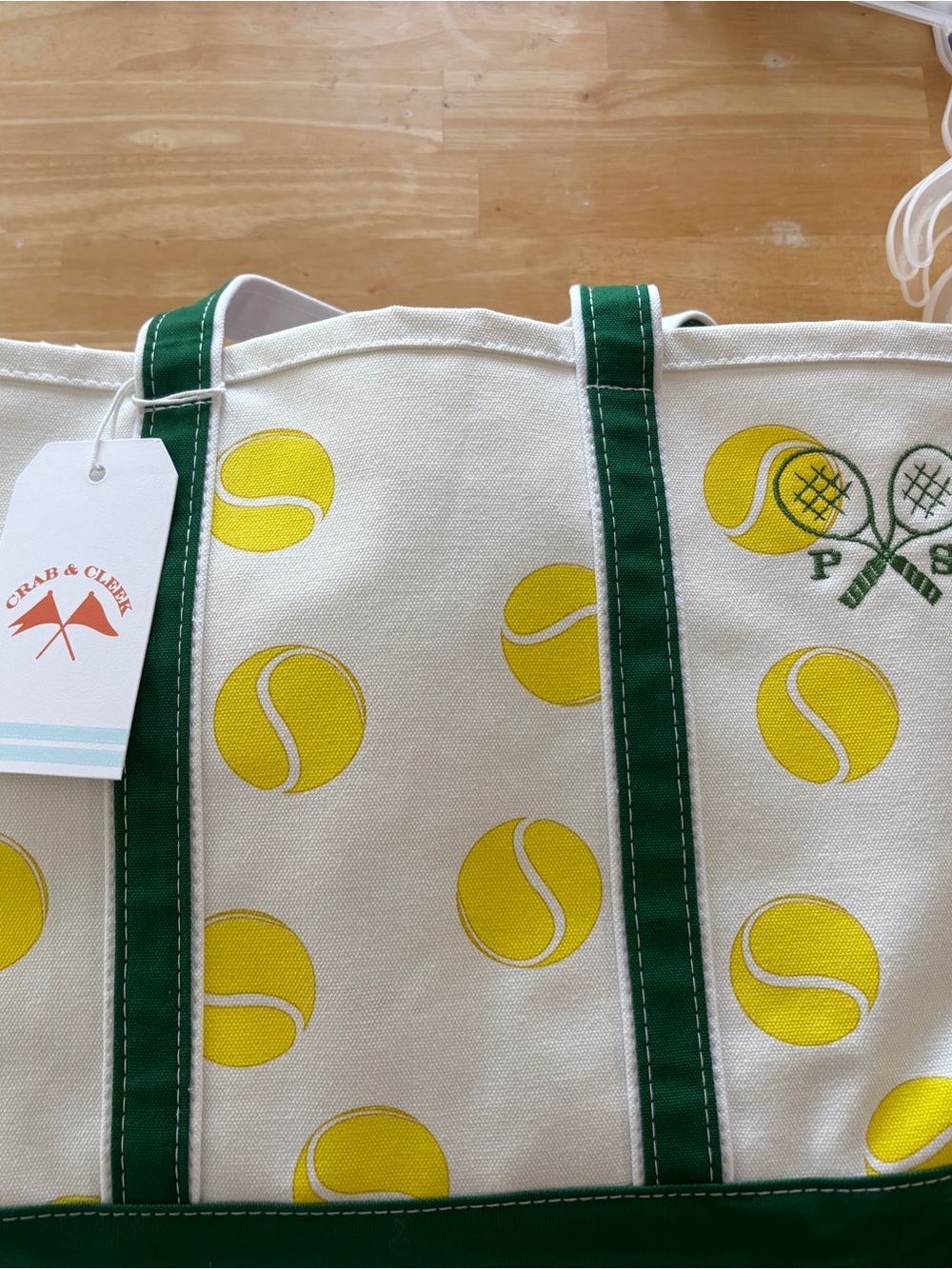 Canvas Tennis Tote with Handknit Blanket